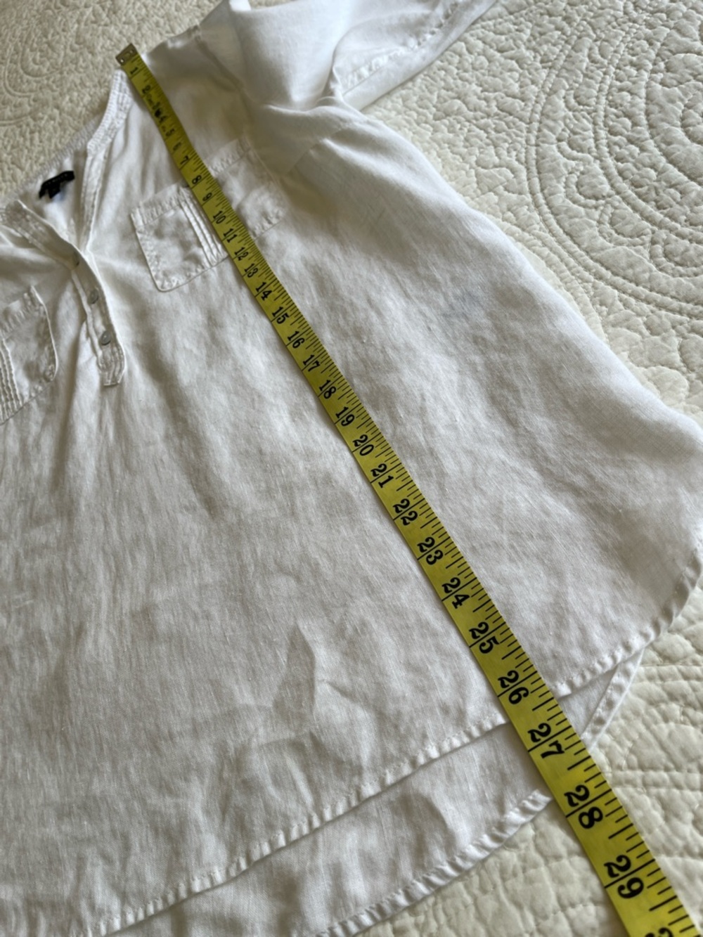 Talbots Linen Button-Front Lightweight Tunic Top White Women's Medium Beachy - Picture 11 of 14